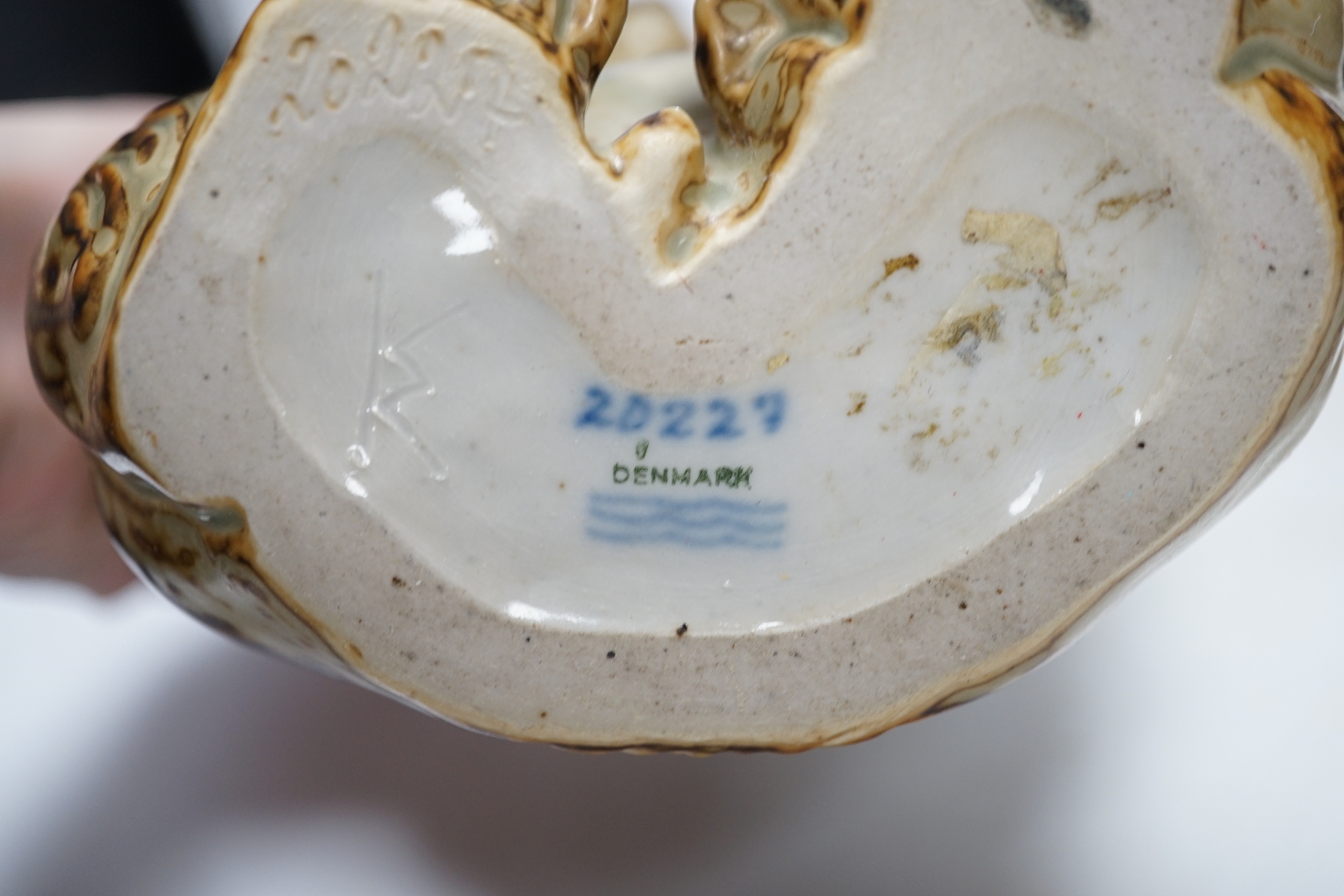 Three Royal Copenhagen, stoneware animals by Knud Kyhn; a monkey (21633), an ape (20227) and a bear (20140), tallest 21.5 cm